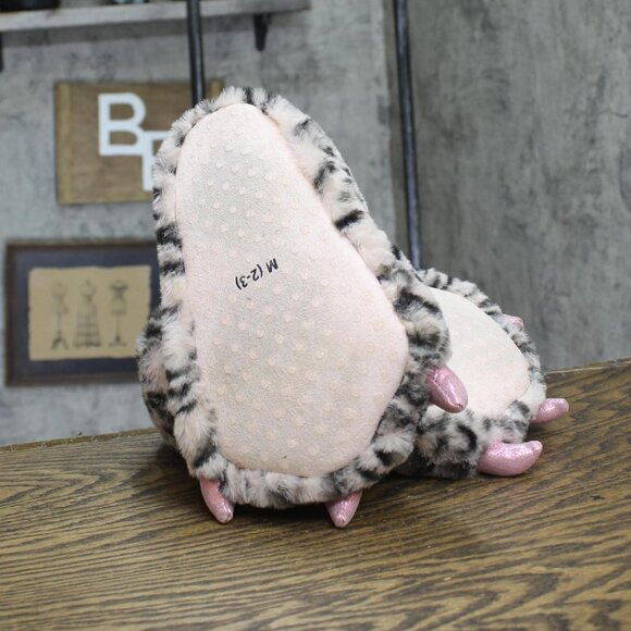 Cat & Jack Kids Girls Kelsi Monster Foot Character Slippers Animal Print Brown M - Picture 5 of 10